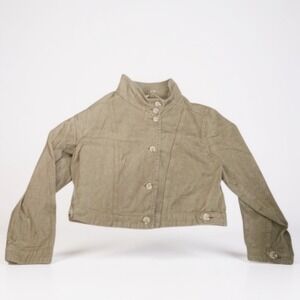 Bae Vely Women's Cropped Jacket Taupe Button Front High Neck Size L